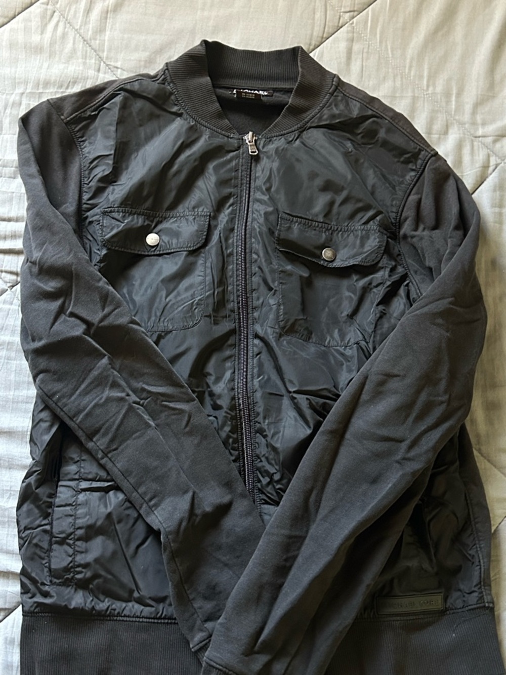 Unisex Michael Kors Black Bomber Jacket - Lightweight Zip Front